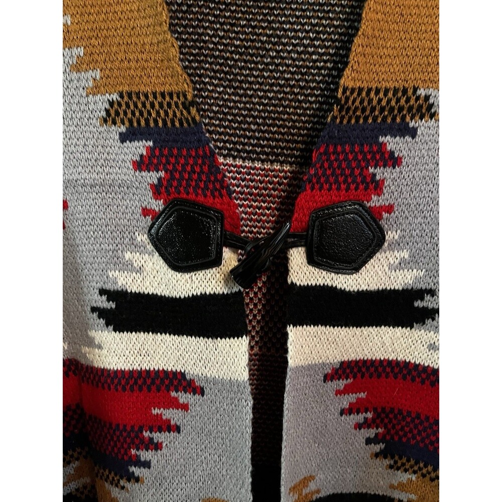 Aztec Southwest Long Cardigan Duster Sweater Jacket Coat L Large Tribal - Picture 3 of 13